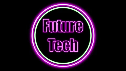 'Future Tech' Text Animation with Neon Glow &amp; Glowing Circles. Stock Footage 282577094