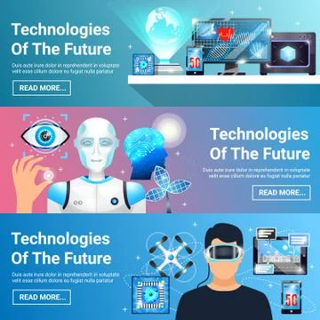 Future Technologies Banners Set 스톡 일러스트