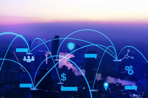Future technology and communication Abstract background of an internet conc.. 스톡 일러스트