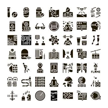 Future technology and health science icon set Stock Illustration