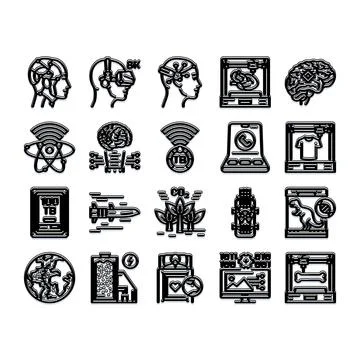 Future technology and innovation line icons collection Stock Illustration