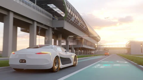 Future technology and modern style city with self-driving cars 動画素材 274177459