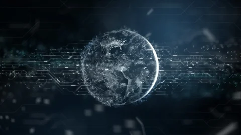 Future technology background with world and digital big data information flowing Stock Footage 93167050
