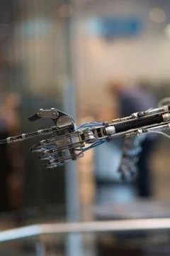 Future technology in black prosthetic hand Stock Photos
