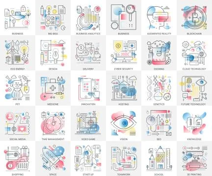 Future technology, business, cyber security, knowledge, online education Stock Illustration