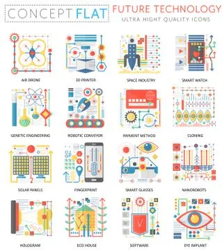 Future technology concept icons Stock Illustration