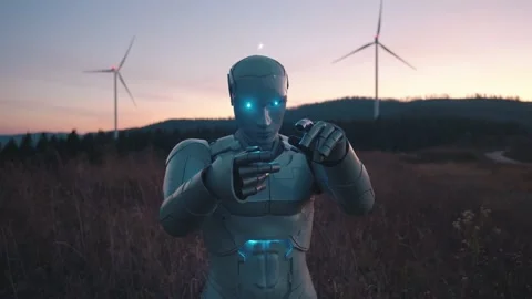 Future technology concept. Robot creates Artificial Intelligence brain hologram Stock Footage