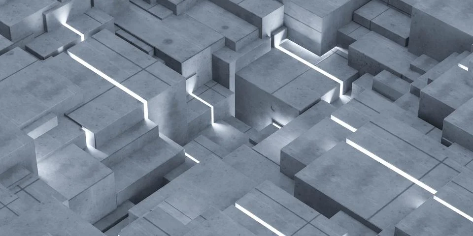 Future technology cubic surface computer hardware design 3d render illustration Stock Illustration