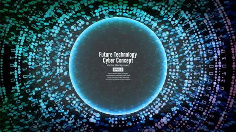 Future Technology Cyber Concept Background. Abstract Security Print. Blue Illustrazione stock