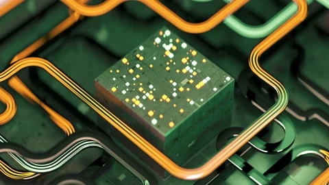 Future technology design seamless loop 3D render animation Stock Footage 118503424