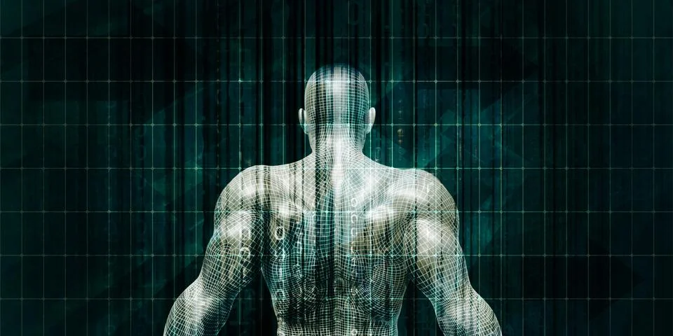 Future Technology Development Through Digital Human Interface Illustrazione stock