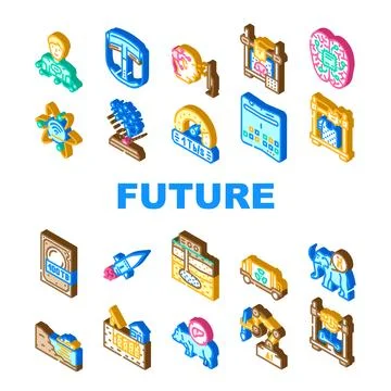 Future technology digital data icons set vector Stock Illustration