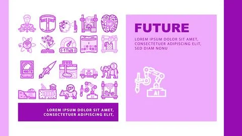 Future technology digital data landing header vector Stock Illustration