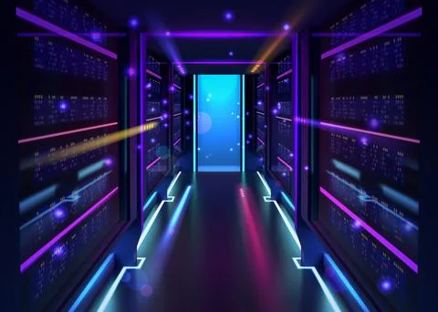 Future technology. Digital data tech center. Abstract concept of server door or Stock Illustration