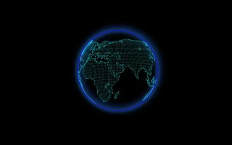 Future Technology Earth World, Data Transmission, Internet Connection. 3D ill Illustrazione stock