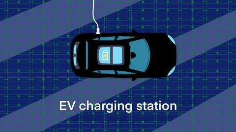 Future technology, electric car charging station, EV car charging Stock Illustration