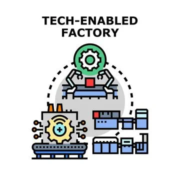 Future technology enabling smart factory production Stock Illustration