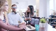 Future Technology Experts Testing Augmented Reality Headset Developer Stock Footage