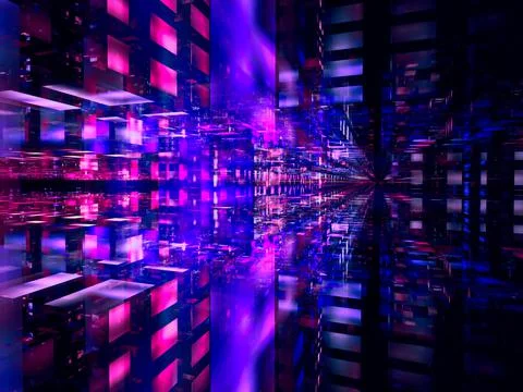 Future technology fractal background - abstract 3d illustration Stock Illustration