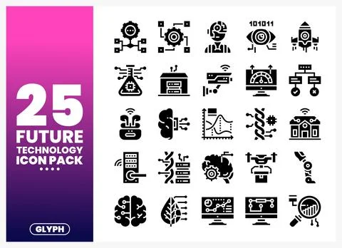 Future Technology Glyph Icons Innovation Digitalization 库存插图