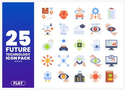 Future technology icon pack displaying flat icons for digital and tech concep イラスト素材