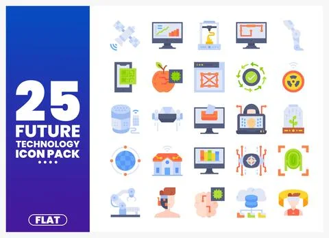 Future Technology Icon Pack with Flat Design Style Stockillustratie