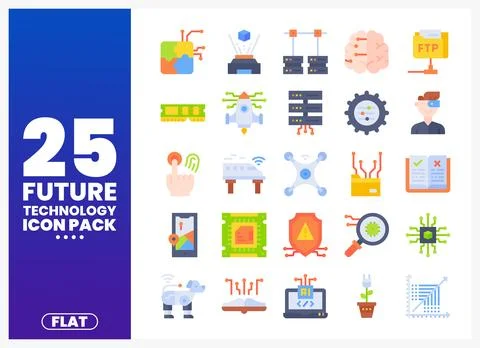 Future Technology Icon Pack Stock Illustration