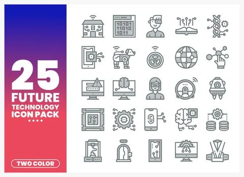 Future technology icons in a clean. modern. two-color graphic design for di.. 库存插图