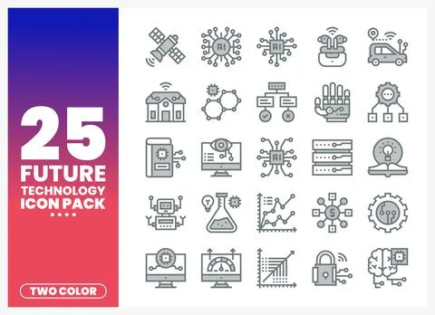 Future Technology Icons Collection on White Background Stock Illustration
