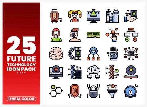 Future Technology Icons for Digital Innovation Stock Illustration