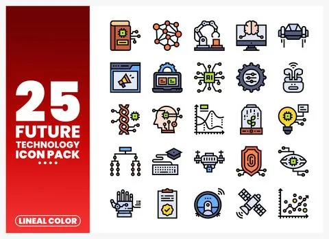 Future Technology Icons for Digital Innovation Stock Illustration