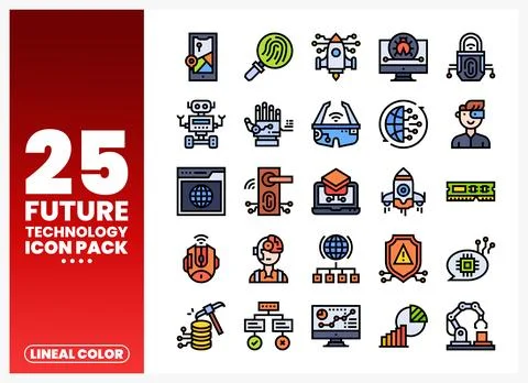 Future technology icons. diverse digital concepts. set against a clean whit.. Stock Illustration
