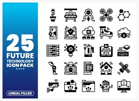 Future Technology Icons Featuring AI. Robotics. and Cloud Computing Illustration