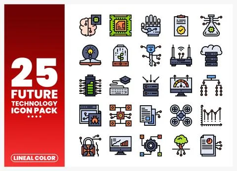 Future Technology Icons for Innovation and Digital Advancement Ilustración de archivo
