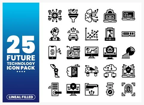 Future technology icons. lineal filled graphic elements on white background.. イラスト素材