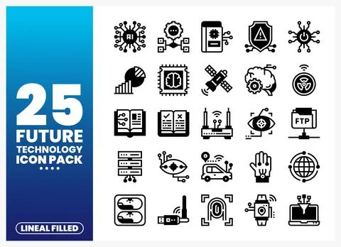 Future Technology Icons. Lineal Filled. Vector Art Illustrazione stock