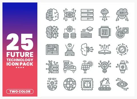 Future Technology Icons Pack. Abstract. Geometric. Conceptual. Digital. Fut.. 库存插图