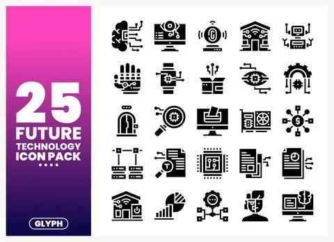 Future Technology Icons Pack with abstract vector graphics イラスト素材