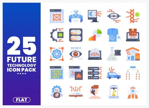 Future Technology Icons Pack for Digital Innovation 库存插图