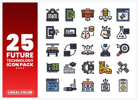 Future Technology Icons Pack A visual collection of modern digital concepts.. 库存插图