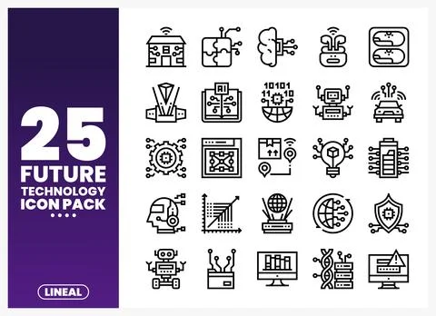 Future technology icons pack on white background Illustrazione stock