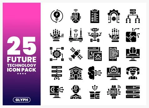 Future Technology Icons Pack on a White Background Stock Illustration
