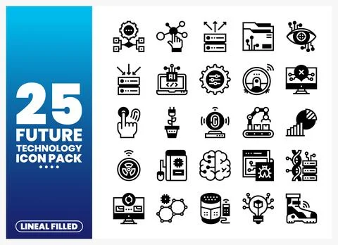 Future technology icons. a set of lineal-filled graphics. Stock Illustration