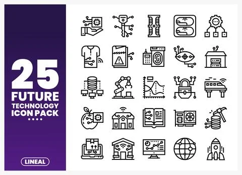 Future technology icons showcasing innovation and connectivity Stock Illustration