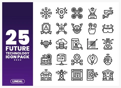 Future technology icons on a white background 库存插图