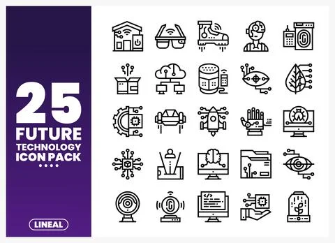 Future technology icons on white background Stock Illustration