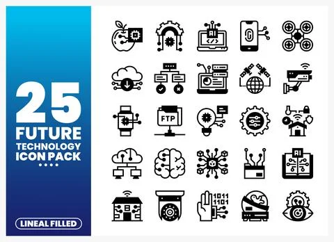 Future Technology Icons on White Background Stock Illustration