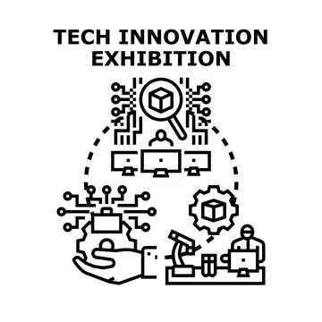 Future technology innovation exhibition concepts vector illustration Ilustración de archivo