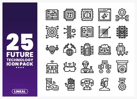 Future Technology Line Icons Stock Illustration