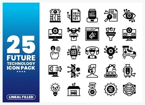 Future Technology Lineal Filled Icons for Digital Innovation イラスト素材